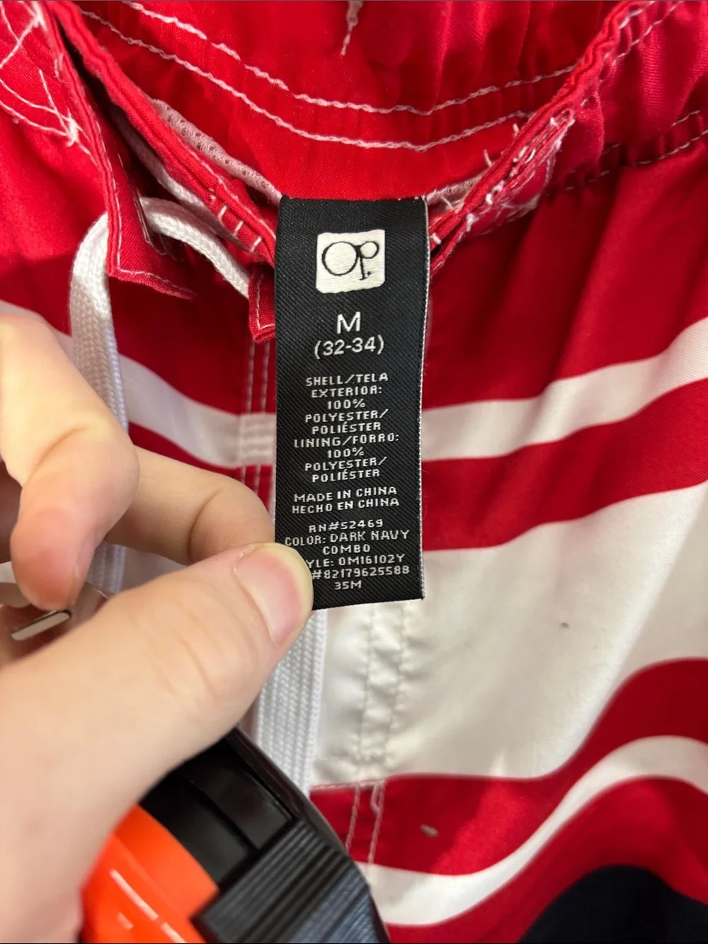 OP Red, White & Navy Striped Men's Board Shorts